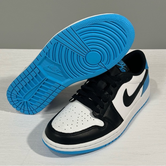 The Jordan 1 Retro Low OG Black Dark Powder Blue (Women's) 8.5W/7M BRAND NEW!! - Picture 6 of 9